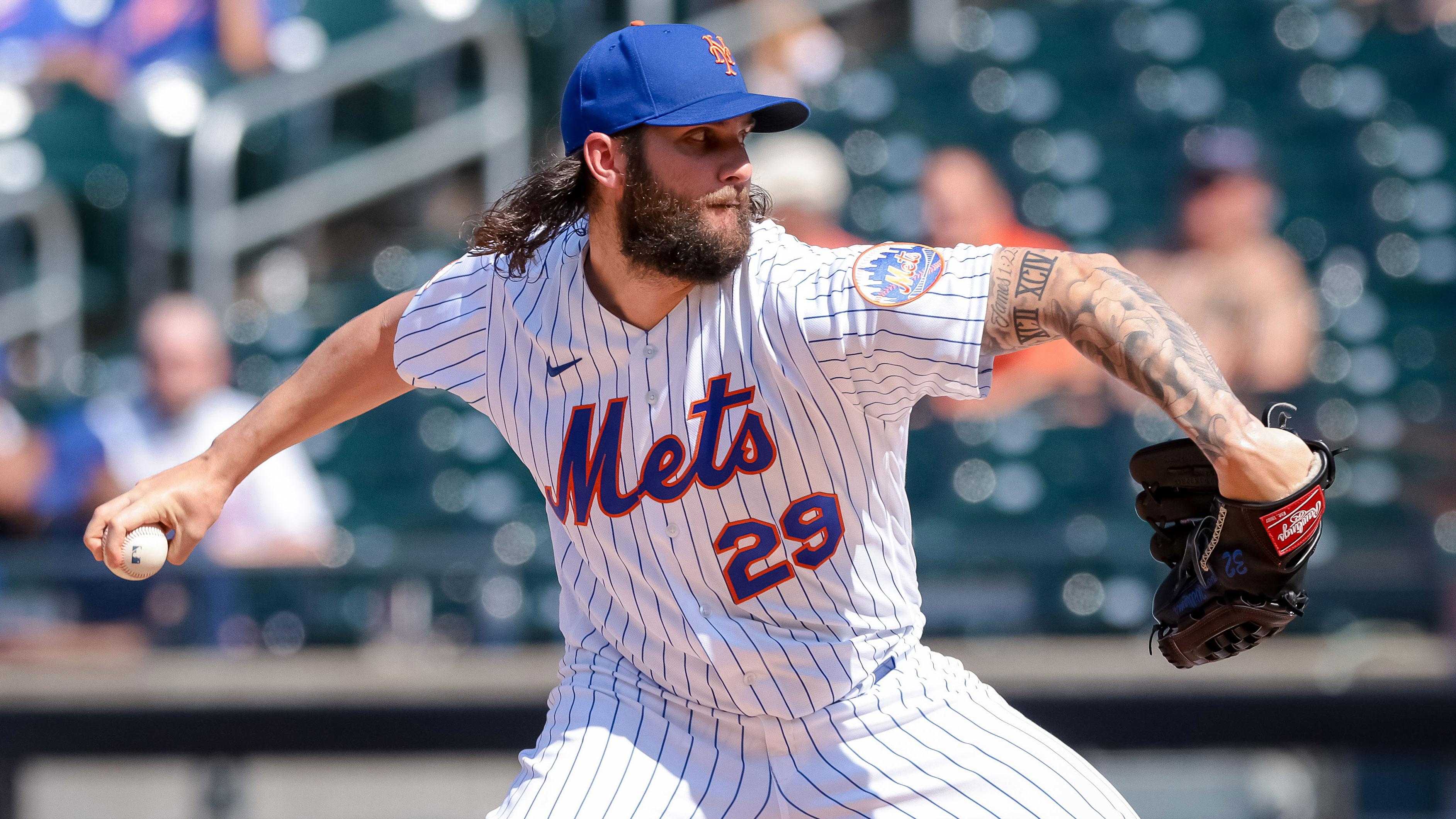 Aug 12, 2021; New York City, NY, USA; New York Mets starting pitcher Trevor Williams (29) delivers a pitch during the first inning against the Washington Nationals at Citi Field. / Vincent Carchietta-USA TODAY Sports