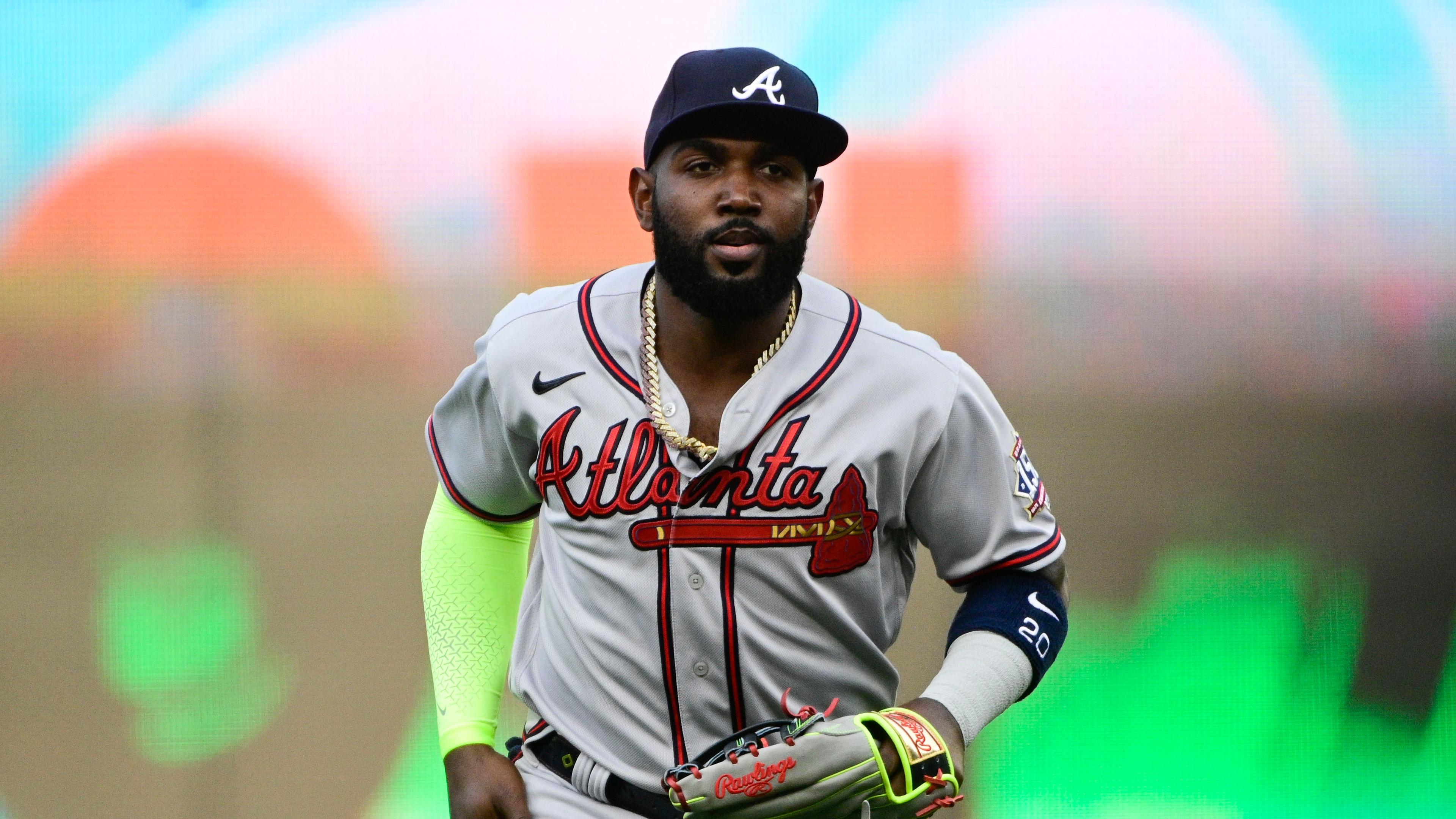 May 4, 2021; Washington, District of Columbia, USA; Atlanta Braves left fielder Marcell Ozuna (20) before the game against the Washington Nationals at Nationals Park. / Tommy Gilligan-USA TODAY Sports