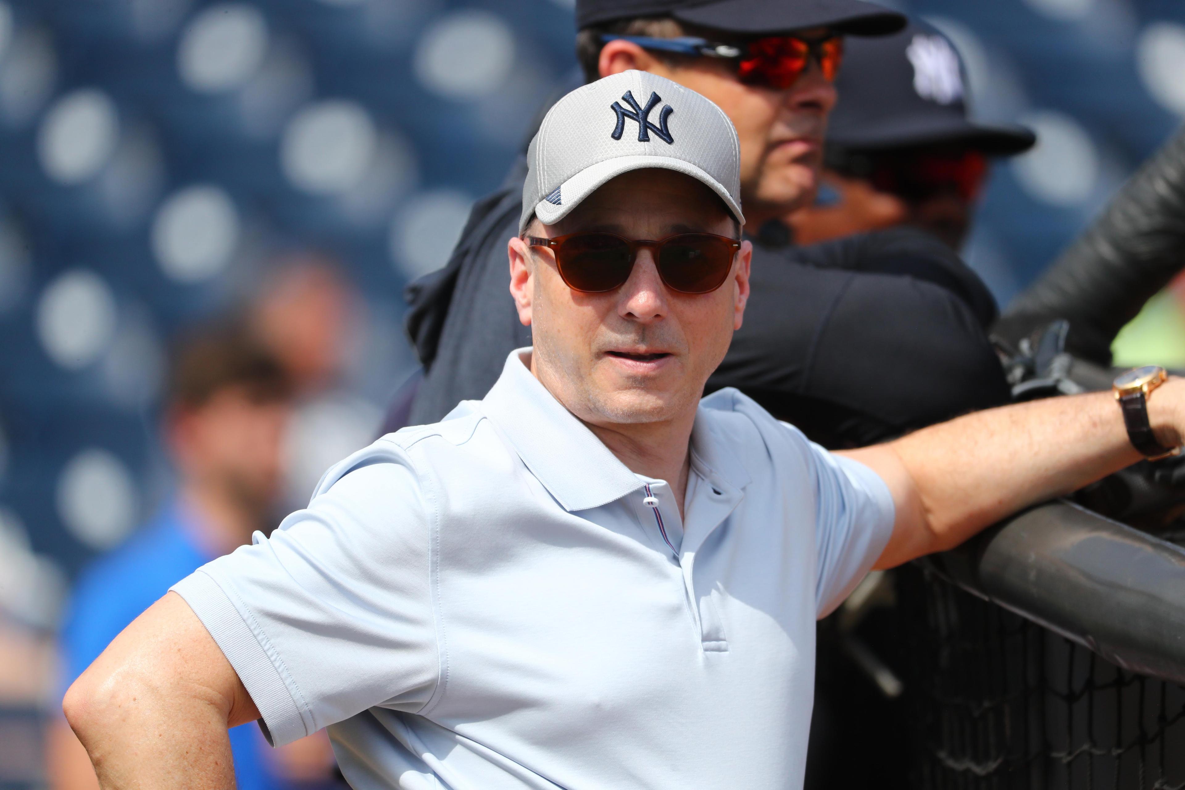 Feb 18, 2020; Tampa, Florida, USA;New York Yankees general manager Brian Cashman during spring training at George M. Steinbrenner Field. / © Kim Klement-USA TODAY Sports