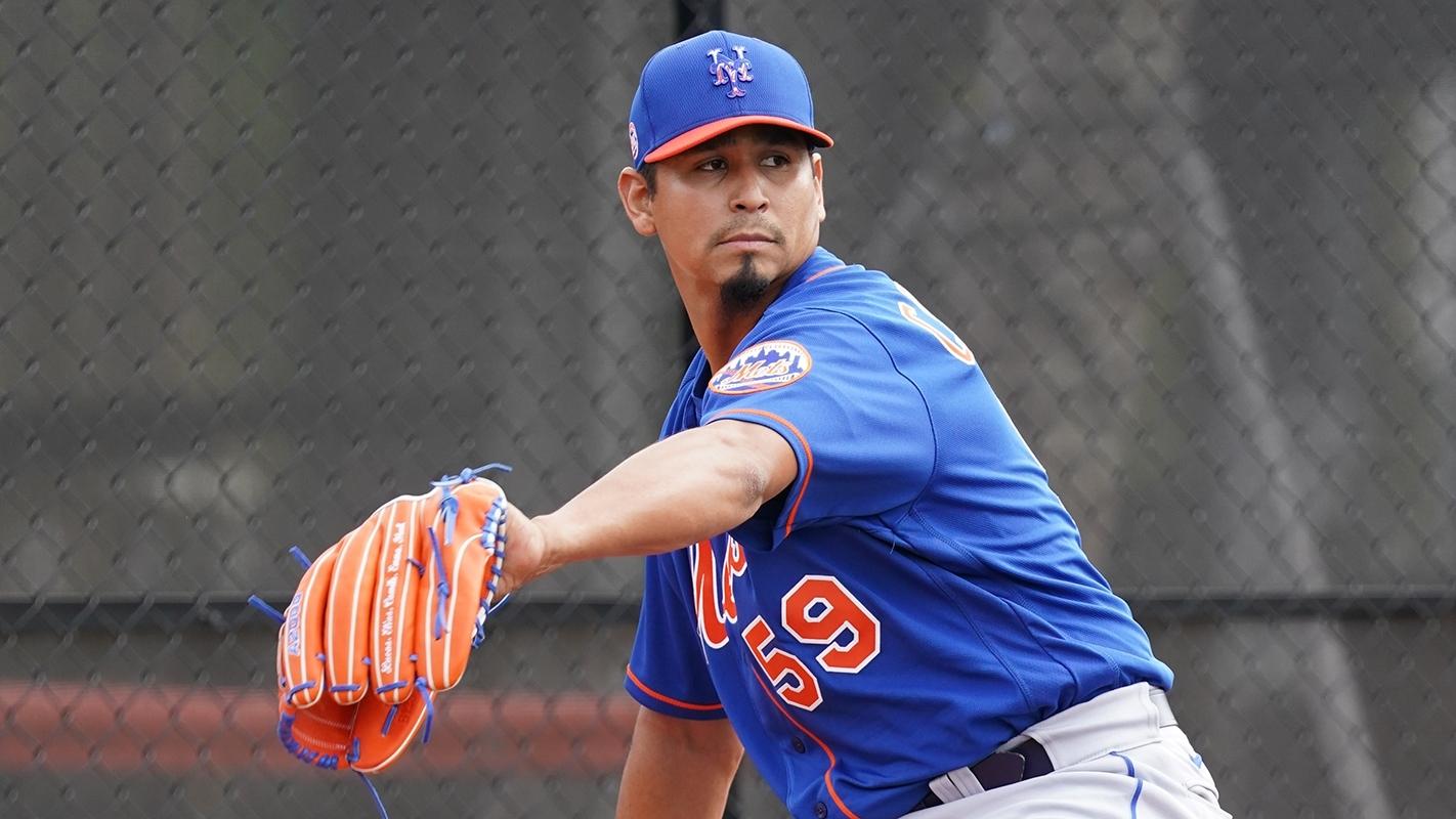 Carlos Carrasco pitching during 2021 Mets spring training. / Courtesy of New York Mets