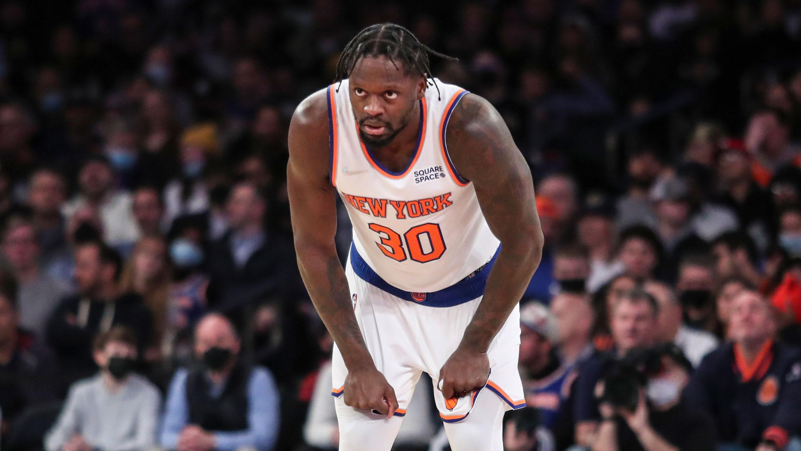 Jan 4, 2022; New York, New York, USA; New York Knicks forward Julius Randle (30) watches during a free throw attempt against the Indiana Pacers in the fourth quarter at Madison Square Garden. / Wendell Cruz-USA TODAY Sports