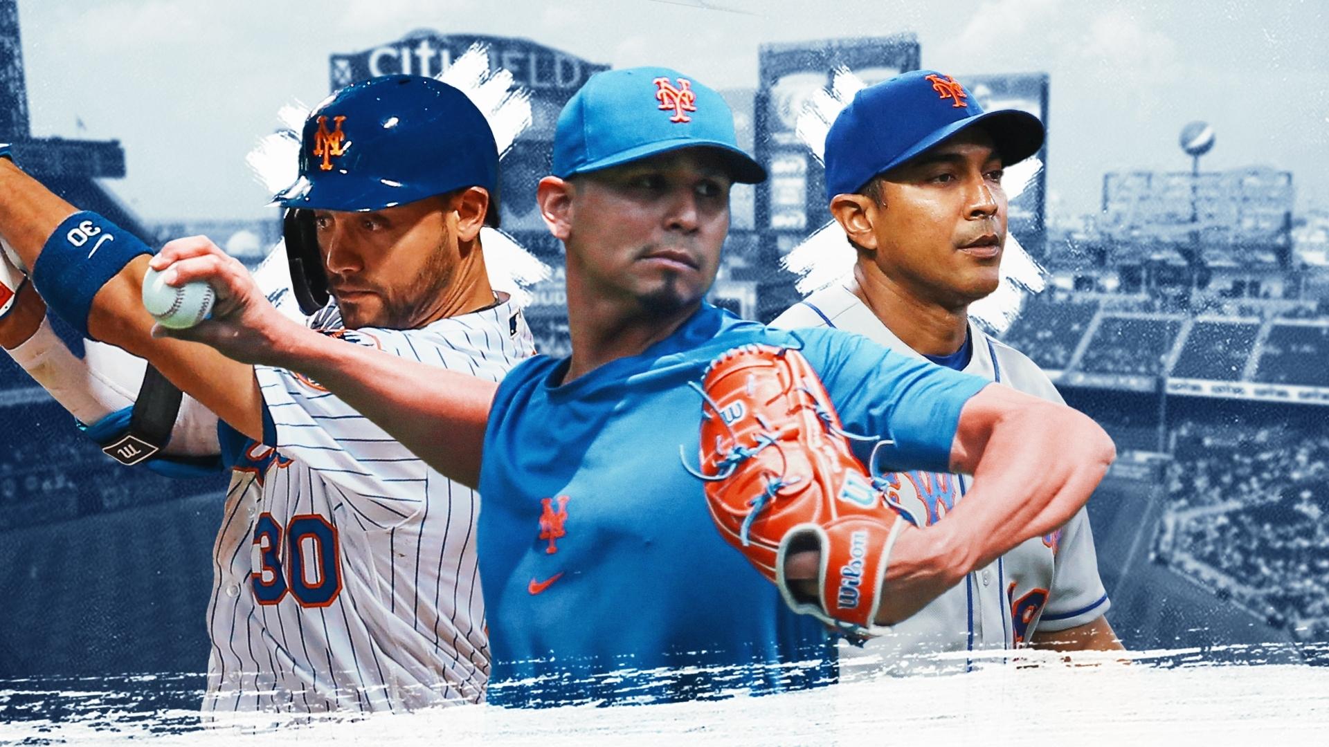 Michael Conforto, Carlos Carrasco, and Luis Rojas / USA TODAY Sports/SNY Treated Image