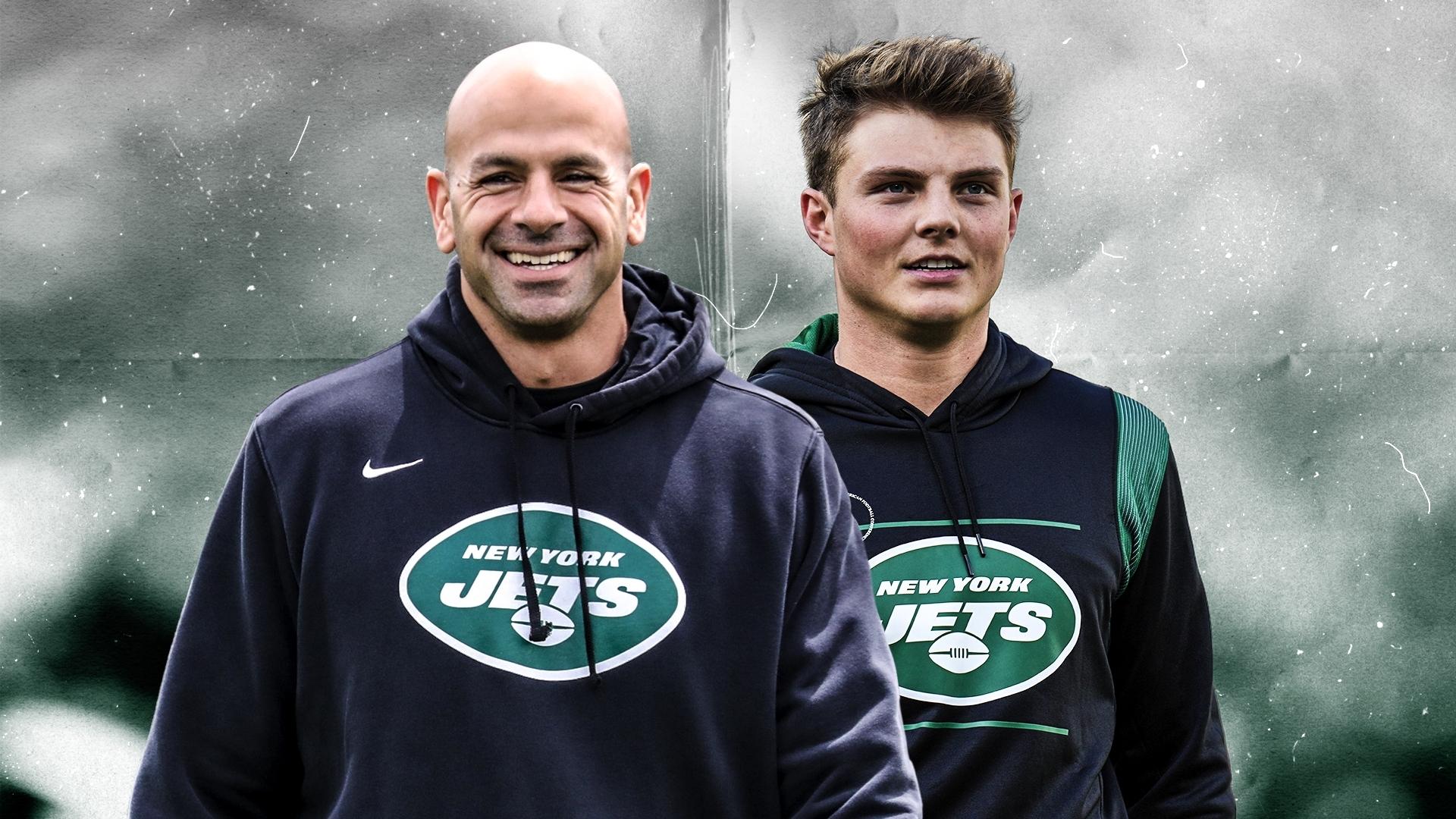 Jets head coach Robert Saleh and quarterback Zach Wilson / USA TODAY Sports/SNY treated image