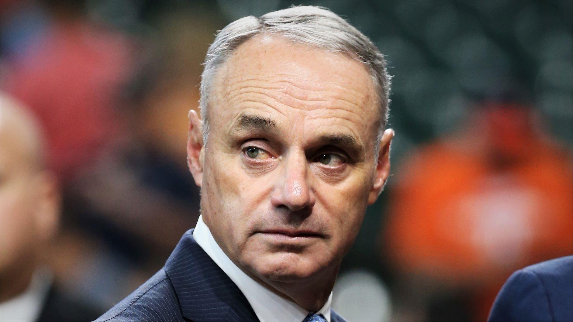 MLB commissioner Rob Manfred looks on before game two of the 2019 World Series between the Houston Astros and the Washington Nationals / © Troy Taormina-USA TODAY Sports