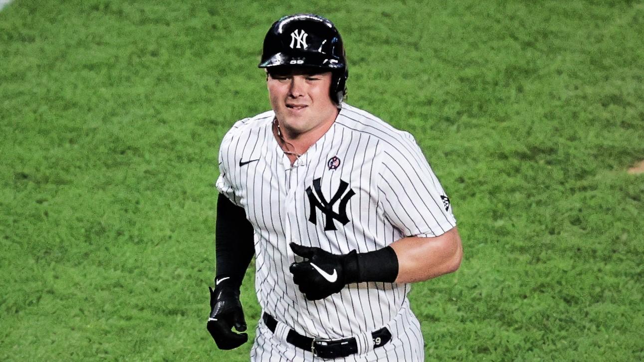 © Vincent Carchietta-USA TODAY Sports / Sep 11, 2020; Bronx, New York, USA; New York Yankees first baseman Luke Voit (59) scores after hitting a three run home run in the fourth inning against the Baltimore Orioles at Yankee Stadium. Mandatory Credit: Vincent Carchietta-USA TODAY Sports