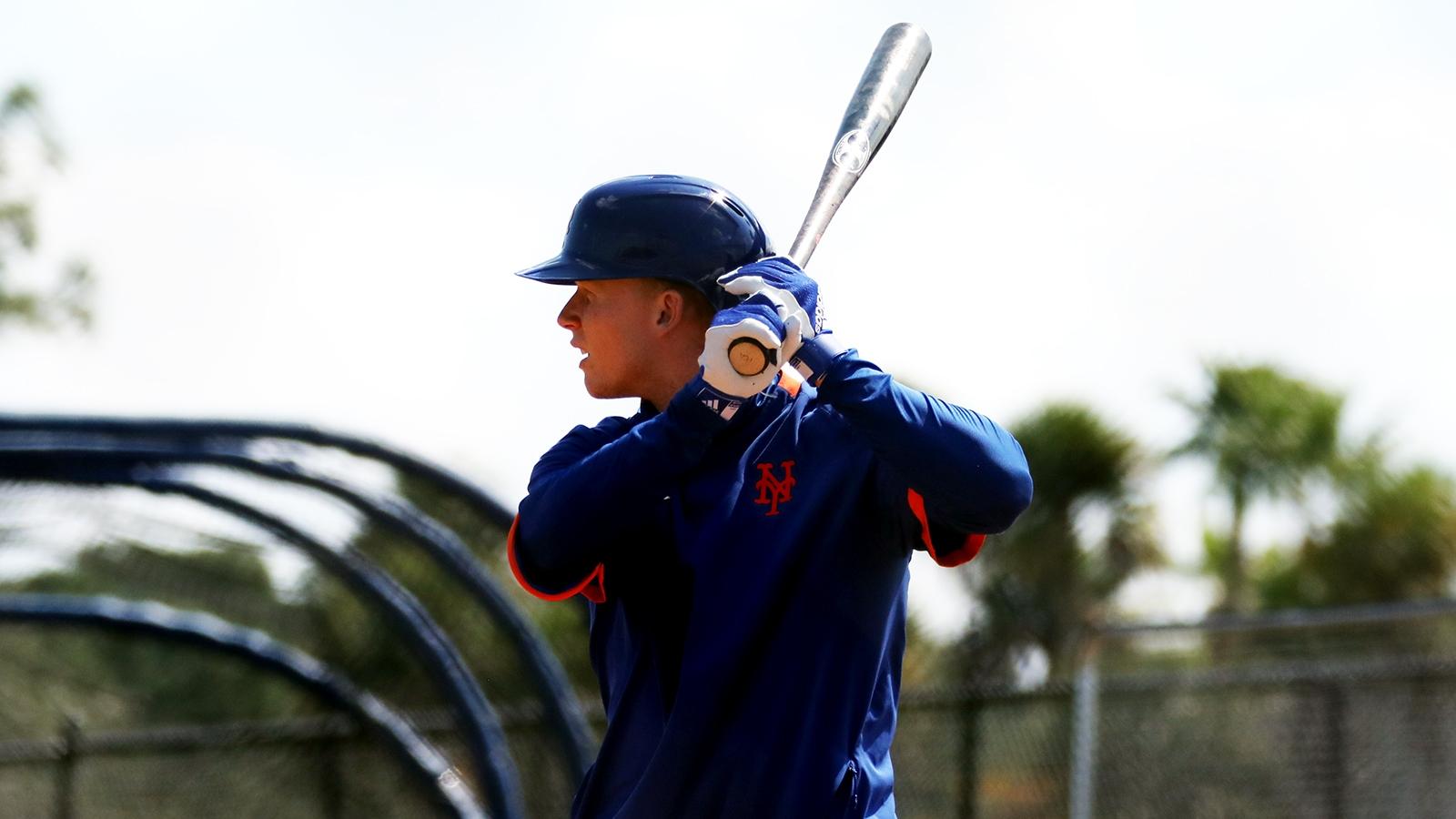 Mets prospect Pete Crow-Armstrong batting at 2021 spring training in Port St. Lucie, Fla. / Rob Carbuccia/SNY
